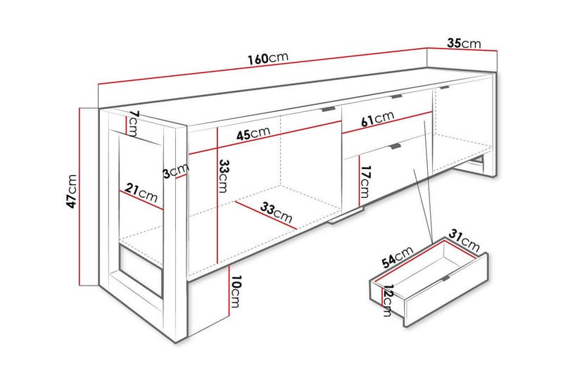 Carbost Tv-benk 160x35 cm - Svart - Møbler - Mediamøbel & tv møbel - TV-benk & mediabenk