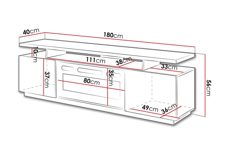 Ceasar Tv-benk 40x180 cm - Svart - TV-benk & mediabenk