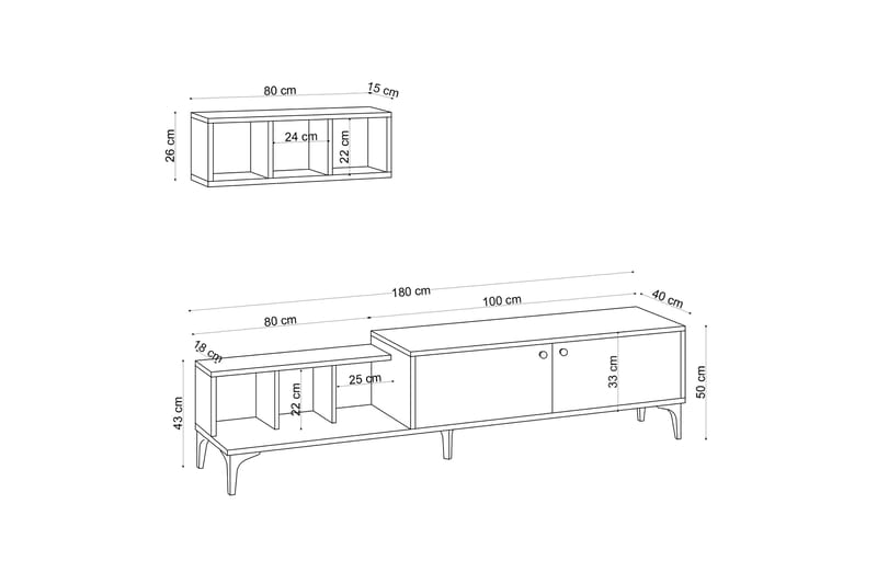 Comceal Tv-benk 180 cm - Natur/Hvit - Møbler - Mediamøbel & tv møbel - TV-benk & mediabenk