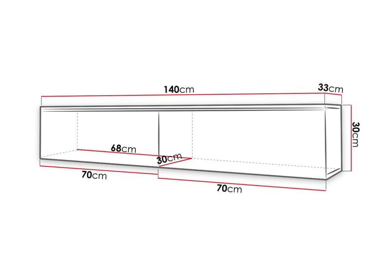 Cuguen TV-benk 140 cm LED-belysning - Tre/Natur|Hvit LED - Møbler - Mediamøbel & tv møbel - TV-benk & mediabenk