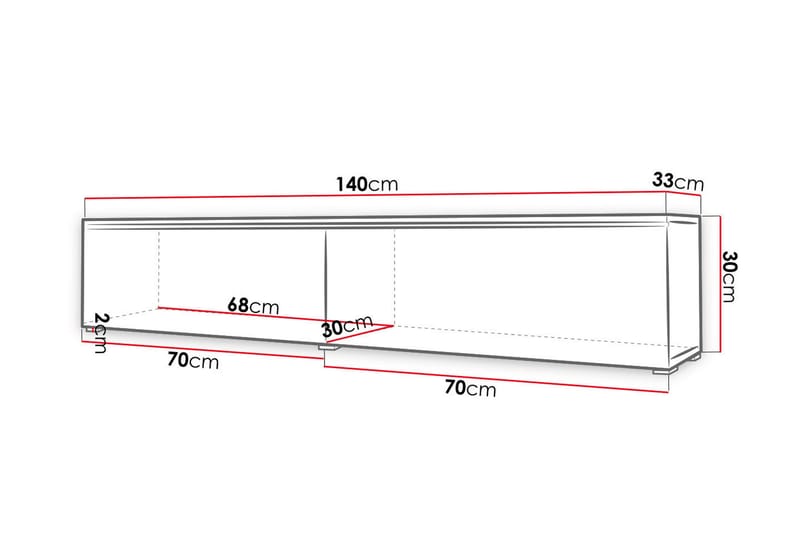 Cuguen TV-benk 140 cm LED-belysning - Tre/Natur|Hvit LED - Møbler - Mediamøbel & tv møbel - TV-benk & mediabenk