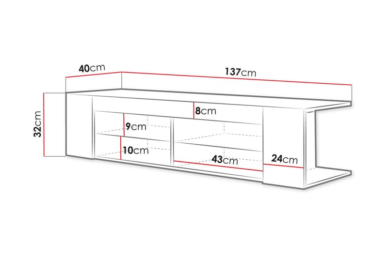 Davalos Tv-benk 137 cm - Eik - Møbler - Mediamøbel & tv møbel - TV-benk & mediabenk