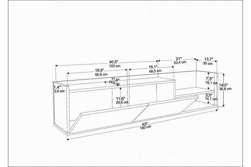 Desgrar Tv-benk 160x36,8 cm - Antrasitt - Møbler - Mediamøbel & tv møbel - TV-benk & mediabenk