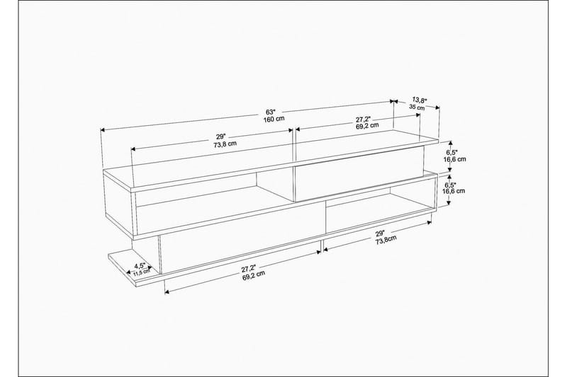 Desgrar Tv-benk 160x38,6 cm - Antrasitt - Møbler - Mediamøbel & tv møbel - TV-benk & mediabenk