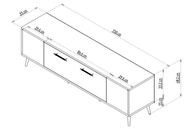 Detas TV-benk 150x35 cm Brun/Gull - Hanah Home - Møbler - Mediamøbel & tv møbel - TV-benk & mediabenk