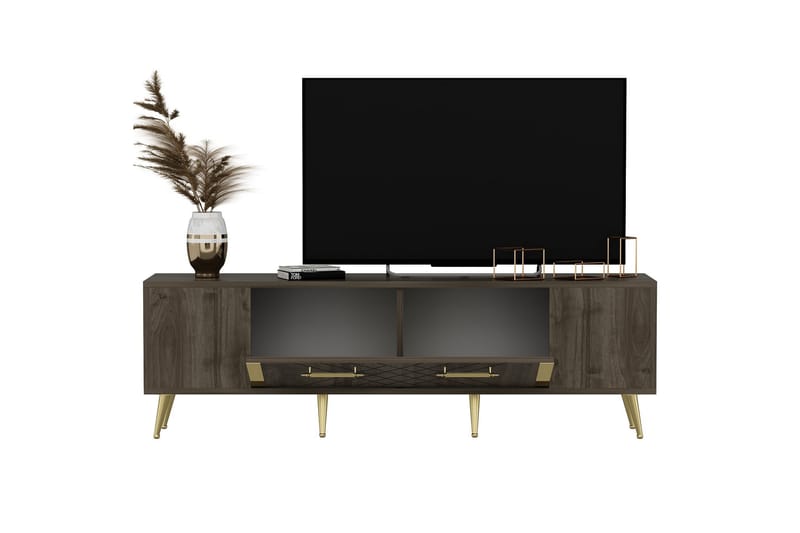 Detas TV-benk 150x35 cm Brun/Gull - Hanah Home - Møbler - Mediamøbel & tv møbel - TV-benk & mediabenk