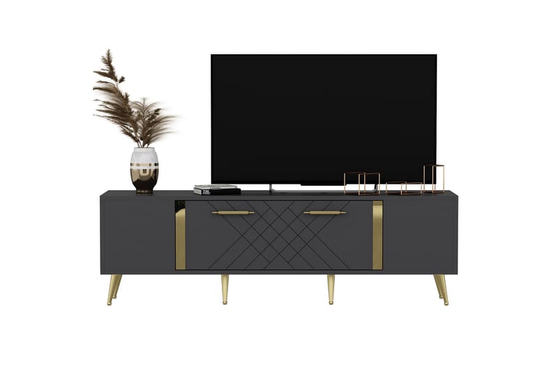 Detas TV-benk 150x35 cm Svart/Gull - Hanah Home - Møbler - Mediamøbel & tv møbel - TV-benk & mediabenk