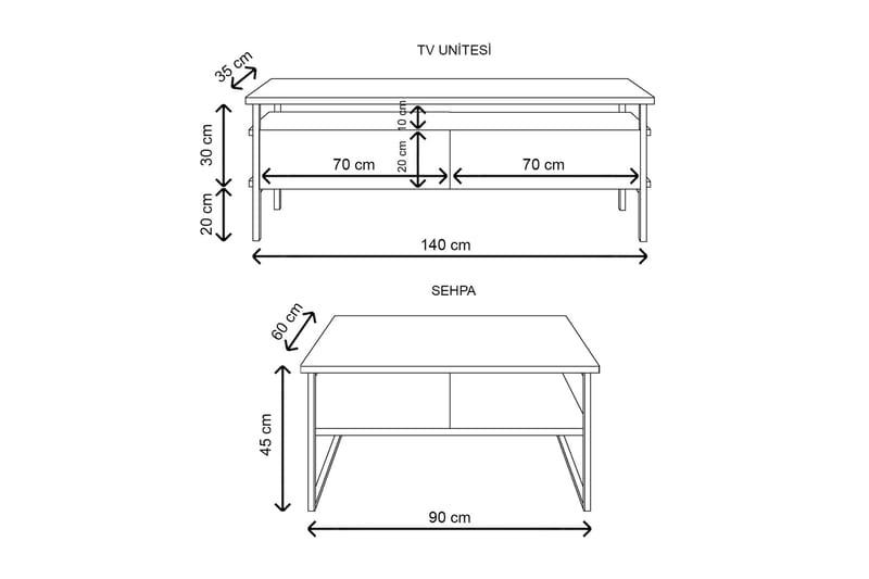 Doeworr Tv-benk 140 cm - Natur - Møbler - Mediamøbel & tv møbel - TV-benk & mediabenk