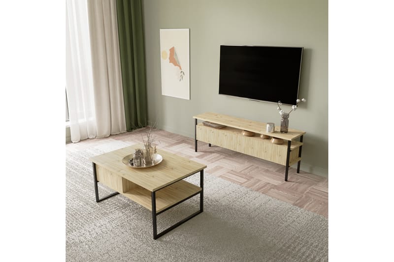 Doeworr Tv-benk 140 cm - Natur - Møbler - Mediamøbel & tv møbel - TV-benk & mediabenk