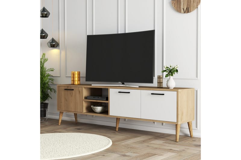 Essexa TV-benk 180x35 cm Brun/Hvit - Hanah Home - Møbler - Mediamøbel & tv møbel - TV-benk & mediabenk