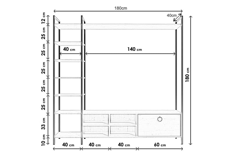 Evrenli Tv-benk 180 cm - Hvit - Møbler - Mediamøbel & tv møbel - TV-benk & mediabenk