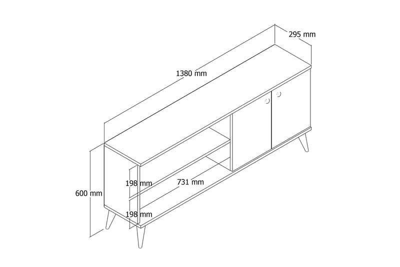 Feller TV-benk 138 cm - Hvit - Møbler - Mediamøbel & tv møbel - TV-benk & mediabenk