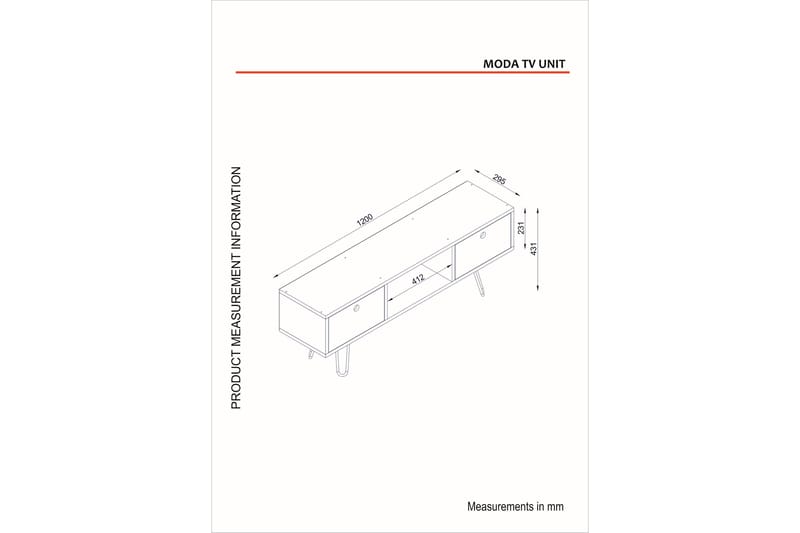 Furny Home TV-benk 120 cm - Hvit - Møbler - Mediamøbel & tv møbel - TV-benk & mediabenk