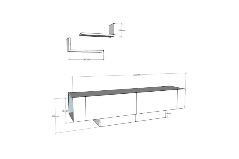 Hejde TV-Benk 150 cm - Brun/Hvit - Møbler - Mediamøbel & tv møbel - TV-benk & mediabenk