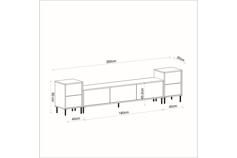 Imaj TV-benk 260 cm - Gull/Svart/Hvit - Møbler - Mediamøbel & tv møbel - TV-benk & mediabenk