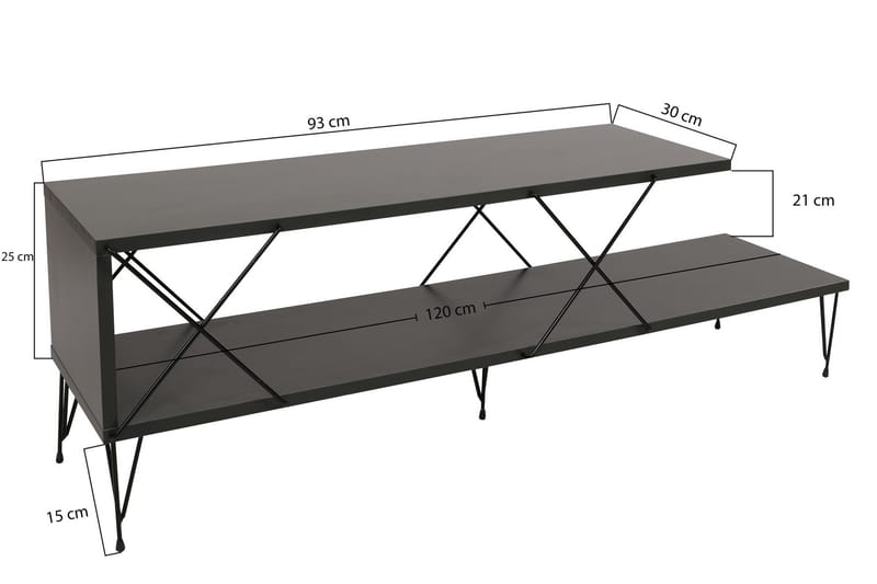 Jaennis Tv-benk 120 cm - Antrasitt - Møbler - Mediamøbel & tv møbel - TV-benk & mediabenk