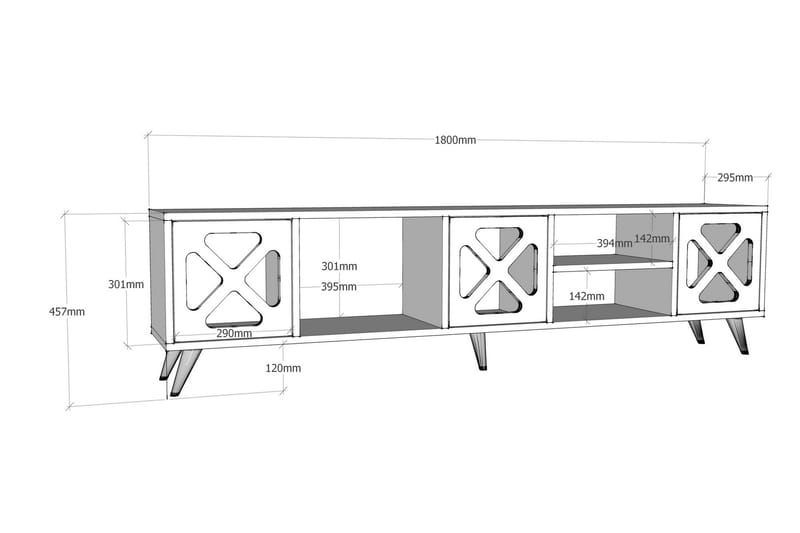 Kallboda TV-Benk 180 cm - Hvit/Grå - Møbler - Mediamøbel & tv møbel - TV-benk & mediabenk