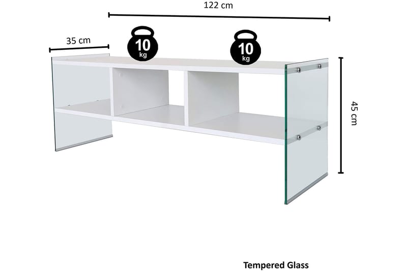 Lekkenne TV-benk 122 cm - Hvit - Møbler - Mediamøbel & tv møbel - TV-benk & mediabenk