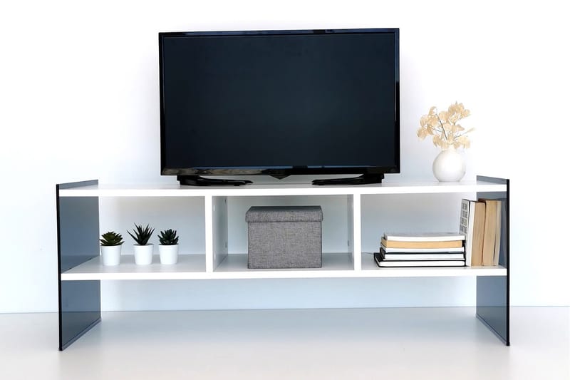 Lekkenne TV-benk 122 cm - Hvit/Grå - Møbler - Mediamøbel & tv møbel - TV-benk & mediabenk