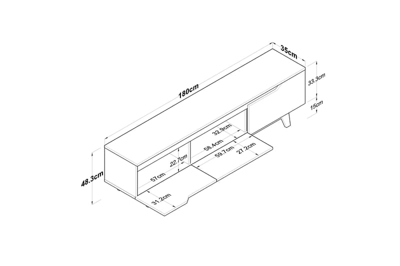 Lychester TV-benk 180x35 cm Hvit/Brun - Møbler - Mediamøbel & tv møbel - TV-benk & mediabenk