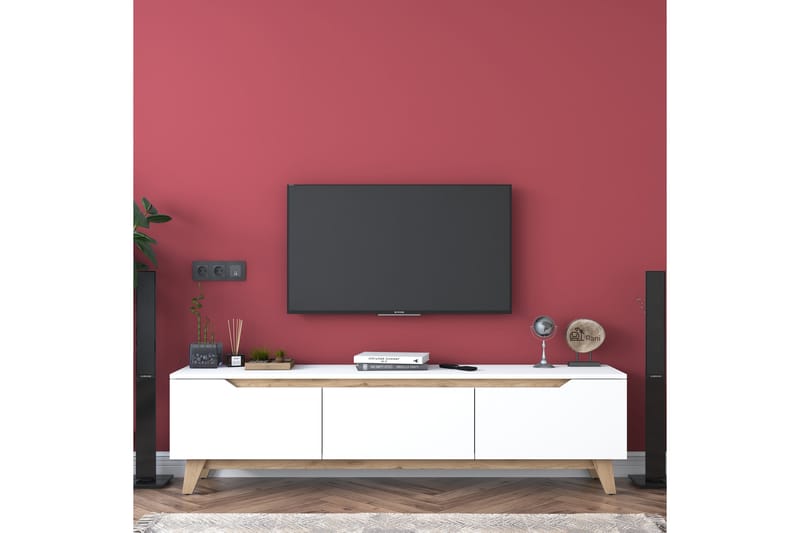 Lychester TV-benk 180x35 cm Hvit/Brun - Møbler - Mediamøbel & tv møbel - TV-benk & mediabenk