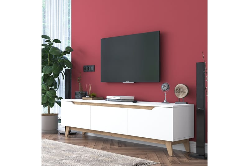 Lychester TV-benk 180x35 cm Hvit/Brun - Møbler - Mediamøbel & tv møbel - TV-benk & mediabenk