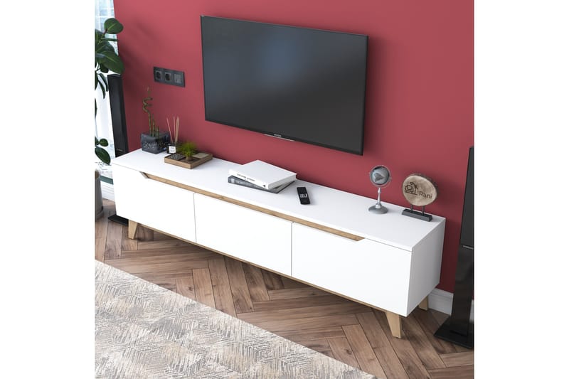 Lychester TV-benk 180x35 cm Hvit/Brun - Møbler - Mediamøbel & tv møbel - TV-benk & mediabenk