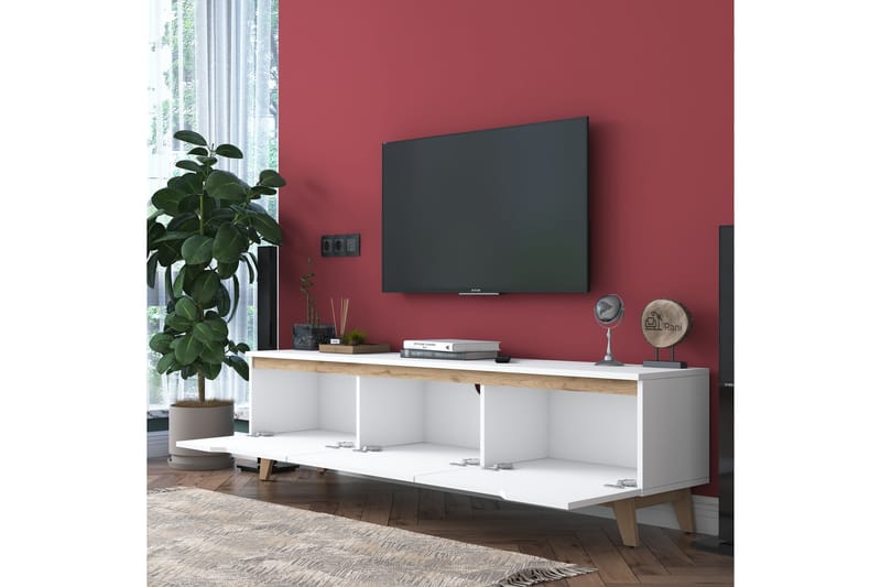 Lychester TV-benk 180x35 cm Hvit/Brun - Møbler - Mediamøbel & tv møbel - TV-benk & mediabenk