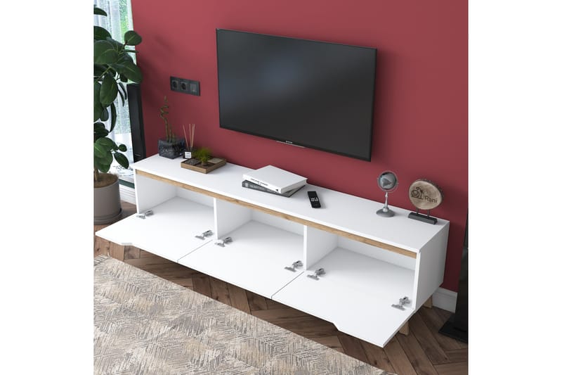 Lychester TV-benk 180x35 cm Hvit/Brun - Møbler - Mediamøbel & tv møbel - TV-benk & mediabenk