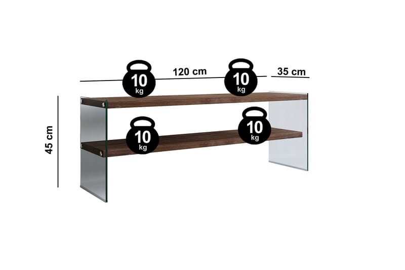 Malmby TV-benk 120 cm - Brun/Glass - Møbler - Mediamøbel & tv møbel - TV-benk & mediabenk