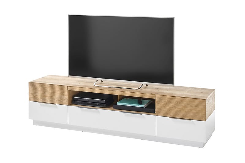 Mikkelborg TV-benk 40x182 cm - Hvit/Natur - Møbler - Mediamøbel & tv møbel - TV-benk & mediabenk