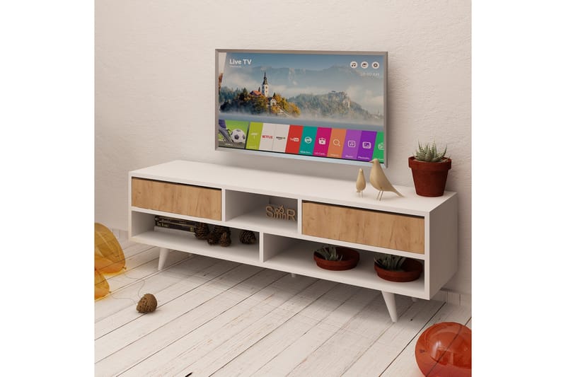 Mod Design TV-benk 140 cm - Hvit/Brun - Møbler - Mediamøbel & tv møbel - TV-benk & mediabenk