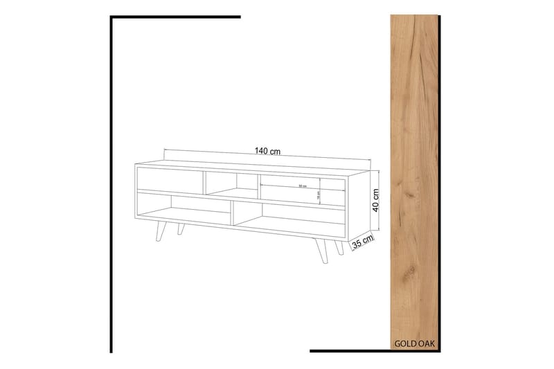 Mod Design TV-benk 140 cm - Hvit/Brun - Møbler - Mediamøbel & tv møbel - TV-benk & mediabenk