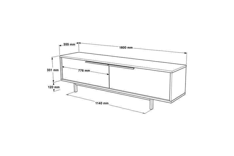 Munish TV-benk 160 cm - Hvit - Møbler - Mediamøbel & tv møbel - TV-benk & mediabenk