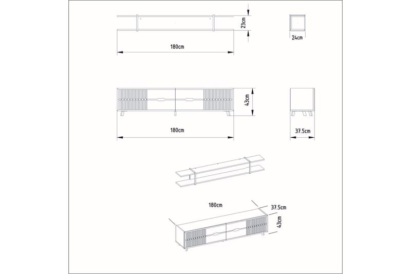 Ocotla TV-benk 179,8 cm - Hvit - Møbler - Mediamøbel & tv møbel - TV-benk & mediabenk