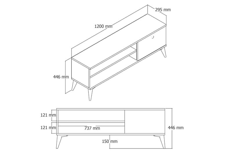 Reyne Tv-benk 120 cm - Hvit - Møbler - Mediamøbel & tv møbel - TV-benk & mediabenk