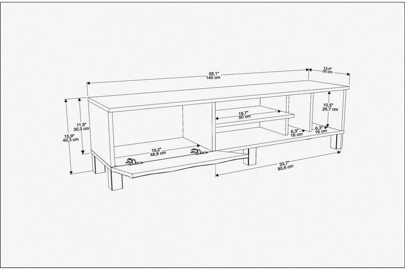 Rinorea Tv-benk 140x40,3 cm - Blå - Møbler - Mediamøbel & tv møbel - TV-benk & mediabenk