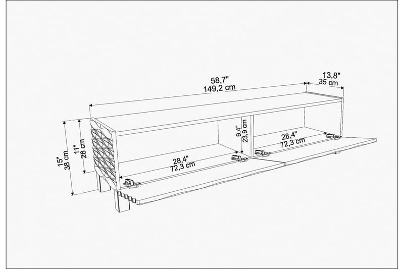 Rinorea Tv-benk 149,2x38 cm - Blå - Møbler - Mediamøbel & tv møbel - TV-benk & mediabenk