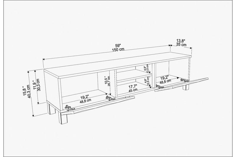 Rinorea Tv-benk 150x40,3 cm - Blå - Møbler - Mediamøbel & tv møbel - TV-benk & mediabenk