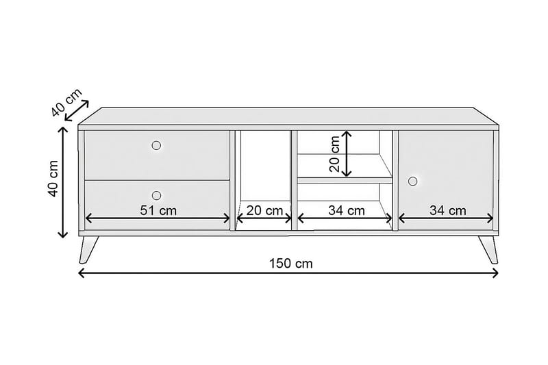 Ruelle Tv-benk 150 cm - Natur - Møbler - Mediamøbel & tv møbel - TV-benk & mediabenk