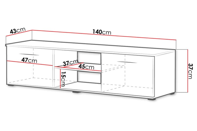 Ruskelsby TV-benk 140 cm - Eik/Svart - Møbler - Mediamøbel & tv møbel - TV-benk & mediabenk