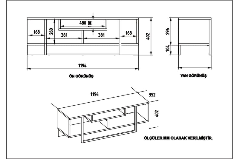 Sholly TV-benk 119 cm - Hvit/Svart - Møbler - Mediamøbel & tv møbel - TV-benk & mediabenk