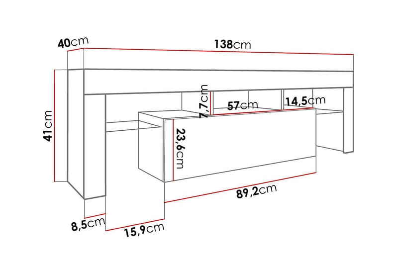 Toro TV-benk 138x40x41 cm - Beige - Møbler - Mediamøbel & tv møbel - TV-benk & mediabenk