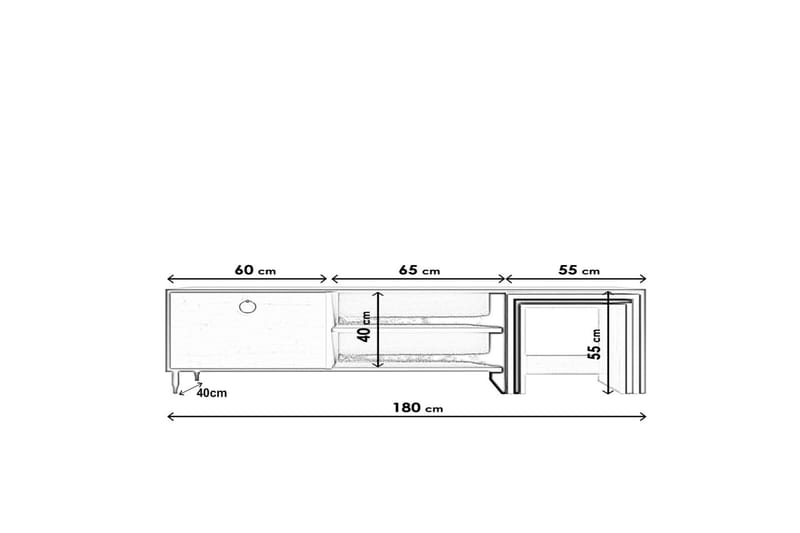 Tutana Tv-benk 180 cm - Hvit - Møbler - Mediamøbel & tv møbel - TV-benk & mediabenk