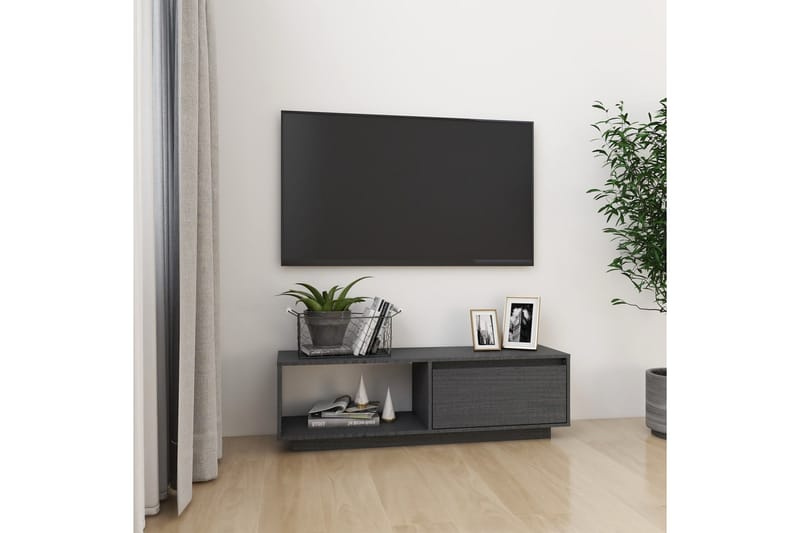 TV-benk 110x30x33,5 cm heltre furu grå - Grå - Møbler - Mediamøbel & tv møbel - TV-benk & mediabenk