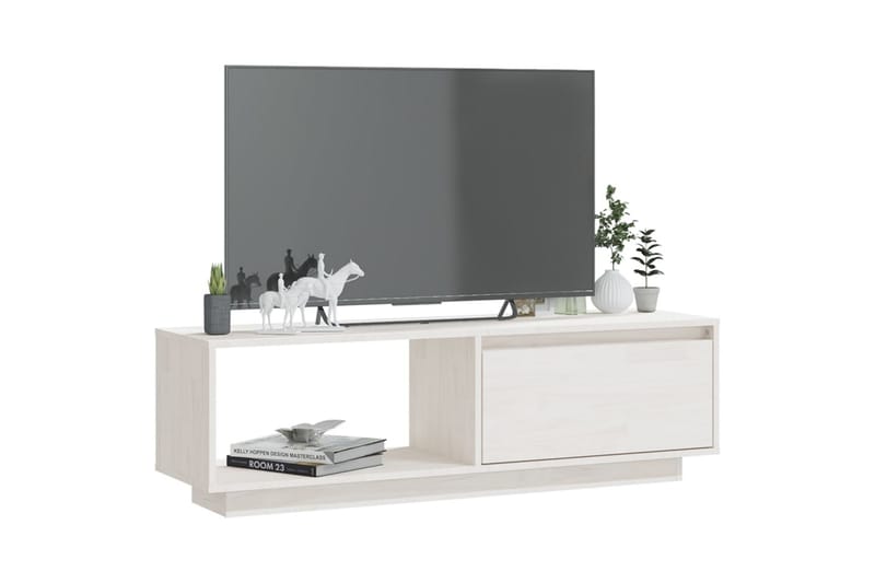 TV-benk 110x30x33,5 cm heltre furu hvit - Hvit - Møbler - Mediamøbel & tv møbel - TV-benk & mediabenk