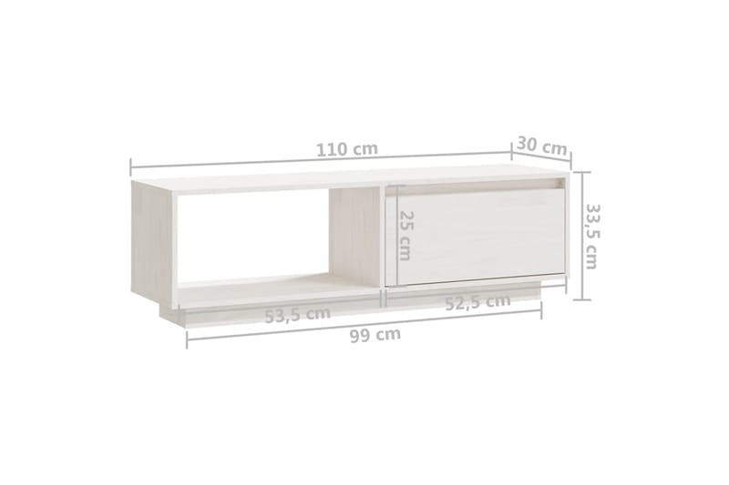 TV-benk 110x30x33,5 cm heltre furu hvit - Hvit - Møbler - Mediamøbel & tv møbel - TV-benk & mediabenk