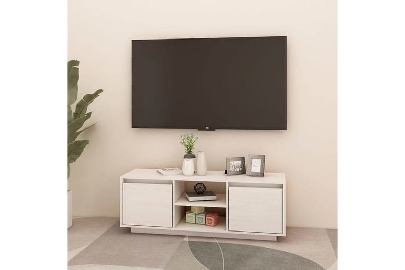 TV-benk 110x30x40 cm heltre furu hvit - Hvit - Møbler - Mediamøbel & tv møbel - TV-benk & mediabenk