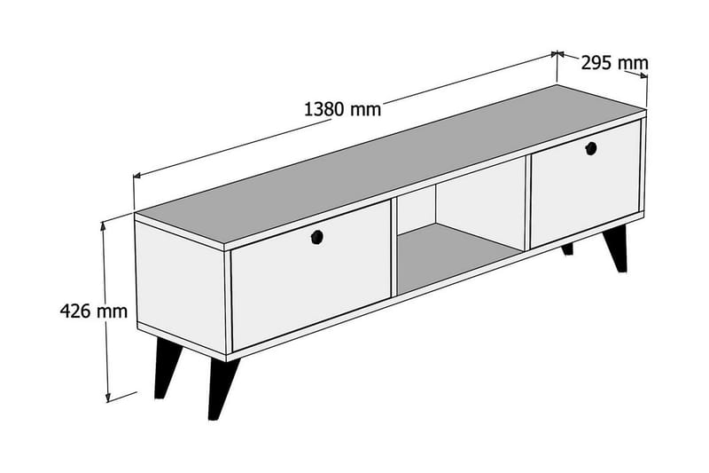 Tv-benk 138 cm - Valnøtt/Svart - Møbler - Mediamøbel & tv møbel - TV-benk & mediabenk