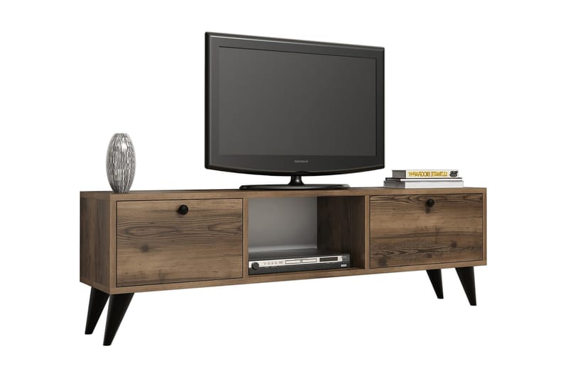 Tv-benk 138 cm - Valnøtt/Svart - Møbler - Mediamøbel & tv møbel - TV-benk & mediabenk